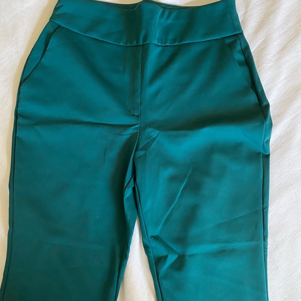 Green Satin-Finish Like pants